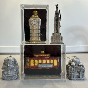 Set of 5 World Landmark Ornaments